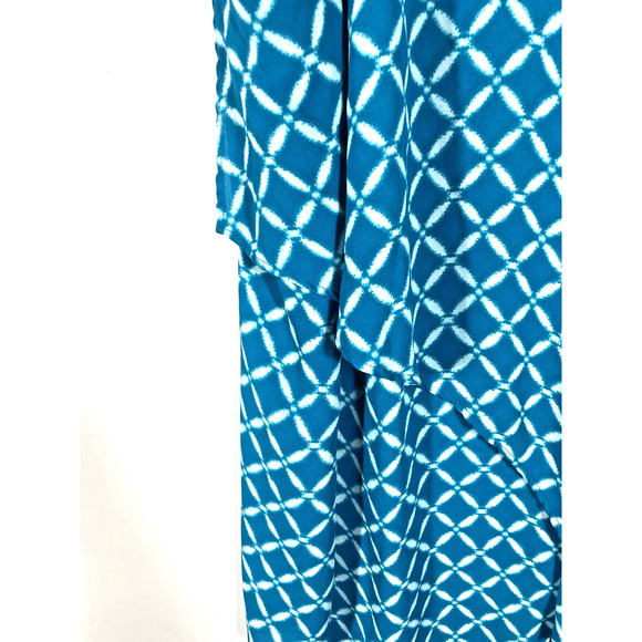 Worthington 3X Tunic Top Tank Blue White Layered Chiffon Coastal Beachy Preppy - Picture 3 of 9